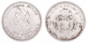 El Salvador. Peso. AR. 1911. 24.76g. KM.115. Manchitas en reverso. MBC-.
