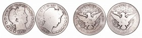 Estados Unidos. 1/2 Dólar. AR. Lote de 2 monedas. 1893 y 1900 O. KM.116. BC- a RC.
