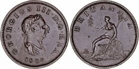 Gran BretañaJorge III. 1/2 Penny. AE. 1806. KM.662. MBC-.
