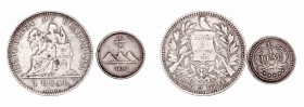 Guatemala. AR. Lote de 2 monedas. 1/4 Real 1890 y Real 1894. MBC a MBC-.