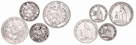 Guatemala. AR. Lote de 4 monedas. 10 Centavos 1946 y 1948, 1/4 Quetzal 1928 y 1946. MBC- a BC.