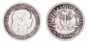 Haití. 10 Céntimos. AR. 1886. 2.49g. KM.44. MBC+.