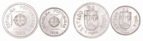India Portuguesa. AR. Lote de 2 monedas. 1/2 Rupia 1936 y Rupia 1935. KM.21/22. SC- a EBC.