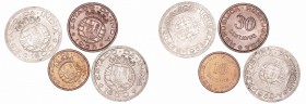 India Portuguesa. AE. Lote de 4 monedas. 10 Centavos 1961, 30 Centavos 1958 y Escudo 1958 y 1959. SC a EBC+.