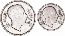 Irak. AR. Lote de 2 monedas. 50 Fils 1931 y Riyal 1932. KM.-. MBC a MBC-.