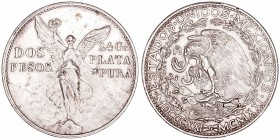 Méjico. 2 Pesos. AR. 1921. Centenario de la Independencia. 26.71g. KM.462. MBC+.