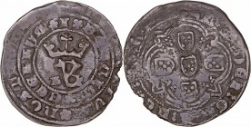 PortugalJuan I. Real branco. VE. Lisboa. (1385-1433). Con Y coronada y L a la izq. 3.43g. Gomes 52,01. Escasa. BC.