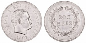 PortugalCarlos I. 200 Reis. AR. 1891. 4.94g. KM.534. Cuño roto. EBC.