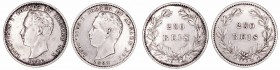 Portugal. 200 Reis. AR. Lote de 2 monedas. 1886 y 1887. MBC a MBC-.