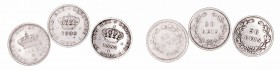 Portugal. 50 Reis. AR. Lote de 3 monedas. 1863, 1889 y 1893. MBC+ a MBC-.
