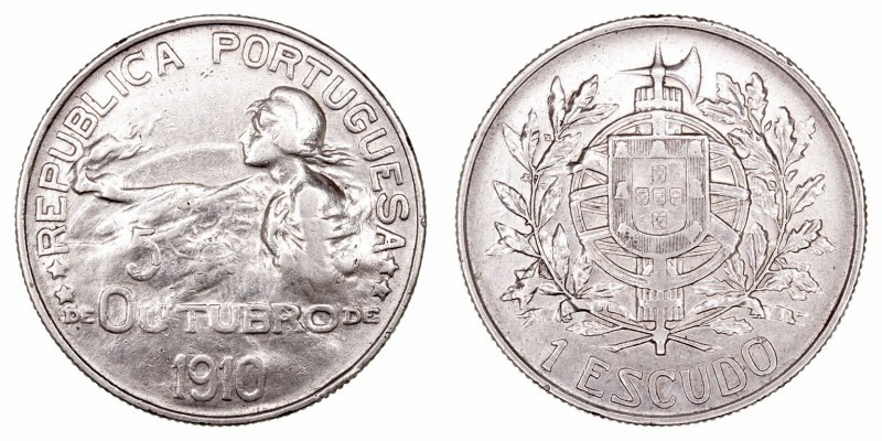 Portugal. Escudo. AR. 1910. 24.81g. KM.560. MBC-/MBC.