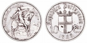 Portugal. 10 Escudos. AR. 1928. 12.58g. KM.57. Alguna manchita. MBC-.
