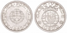 Portugal. 10 Escudos. AR. 1953. Acuñación para Cabo Verde. 5.12g. KM.10. SC.