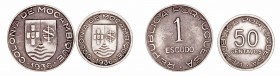 Portugal. AE. Lote de 2 monedas. Acuñaciones para Mozambique. 50 Centavos y Escudo 1936. MBC-.