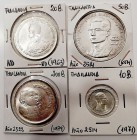 Tailandia. AR. Lote de 4 monedas. 200 Baht 1979, 50 Baht 1971, 20 Baht (nd 1963) y 10 Baht 1971. Y.86, 92, 95 y 133. Interesante lote. SC a EBC+.