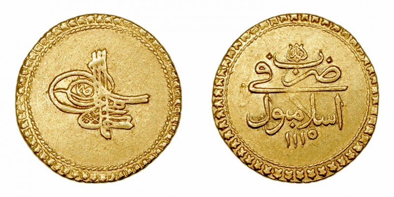 Turquía. Zeri Mahbub. AV. Estambul. 1115 H. 3.41g. KM.-. EBC-/MBC+.
