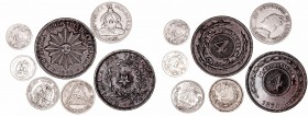 Lotes de Conjunto. AR/AE. Lote de 7 monedas. Honduras 50 Centavos 1951, Méjico 10 Centavos 1925 y 1928, 20 Centavos 1942, Nicaragua 5 Centavos 1899, P...