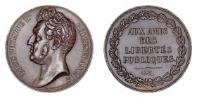 Francia. Medalla. Estaño. Luis Felipe I, 1831. Grabador Gayrard y Caqué.. 40.00mm. Ligeros golpecitos en listel. MBC+.