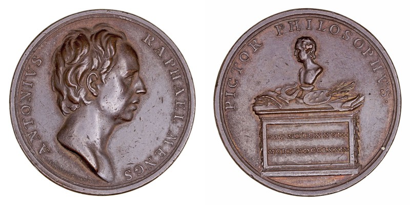 Medalla. AE. Antonius Raphael Mengs, pintor y filosofo. (1779). 37.00mm. Don 358...