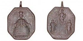 Religiosas. Medalla. AE. (Siglo XVII). Apoteosis por la canonización de San Fernando (1671) junto a las Santas Justa y Rufina. Nuestra Señora de las A...