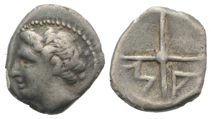 Gaul, Massalia, c. 218/5-200 BC. AR Obol (9mm, 0.61g, 5h). Bare head of Apollo l...