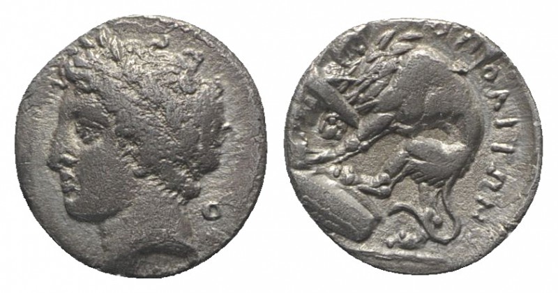 Southern Campania, Neapolis, c. 320-300 BC. AR Obol (8.5mm, 0.66g, 12h). Laureat...