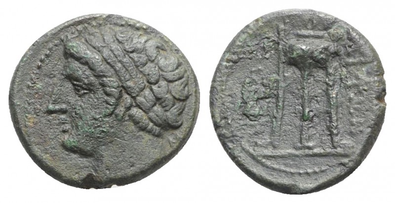 Southern Campania, Neapolis, c. 300-275 BC. Æ (14mm, 2.39g, 3h). Laureate male h...
