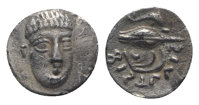 Southern Campania, Phistelia, c. 325-275 BC. AR Obol (9mm, 0.44g, 9h). Male head...