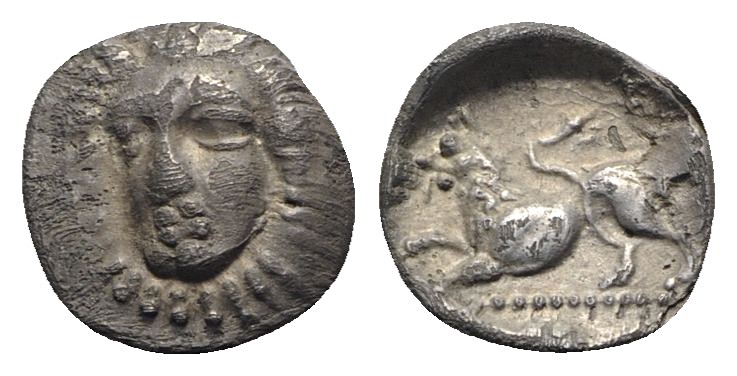 Southern Campania, Phistelia, c. 325-275 BC. AR Obol (10mm, 0.67g, 9h). Female h...