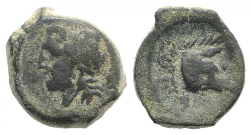 Northern Apulia, Arpi, c. 325-275 BC. Æ (11mm, 2.81g, 12h). Laureate head of Zeu...