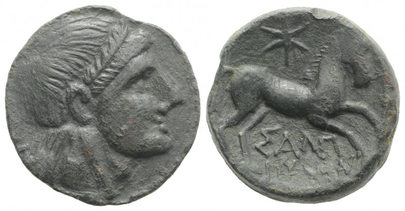 Northern Apulia, Salapia, c. 225-210 BC. Æ (20.5mm, 7.98g, 1h). Laureate head of...