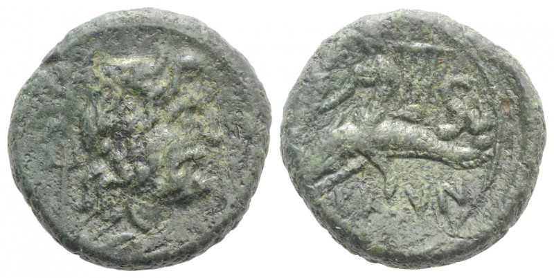 Southern Apulia, Brundisium, c. 2nd century BC. Æ Semis (18mm, 6.40g, 12h). Wrea...