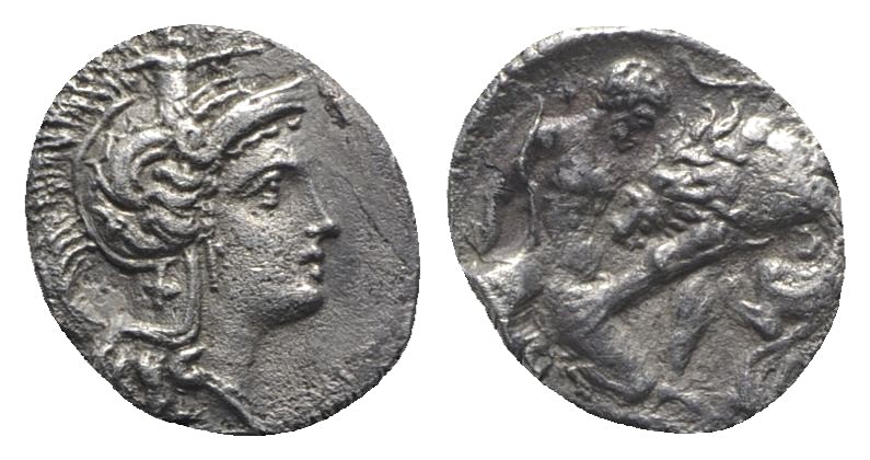 Southern Apulia, Tarentum, c. 380-325 BC. AR Diobol (11mm, 1.12g, 3h). Head of A...