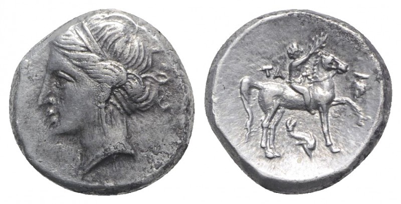 Southern Apulia, Tarentum, c. 290-281 BC. AR Nomos (21mm, 7.84g, 1h). Nude youth...