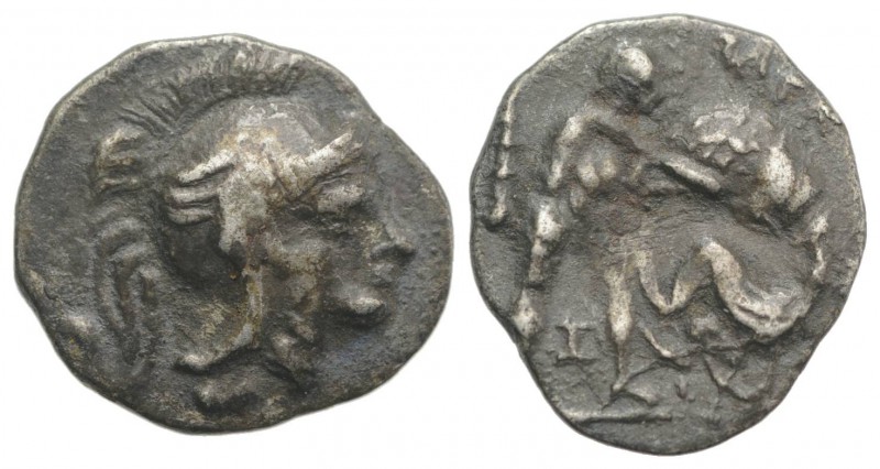 Southern Apulia, Tarentum, c. 325-280 BC. AR Diobol (11mm, 0.90g, 3h). Head of A...