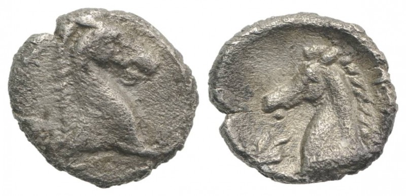 Southern Apulia, Tarentum, c. 325-280 BC. AR 3/4 Obol (8mm, 0.25g, 12h). Horse's...