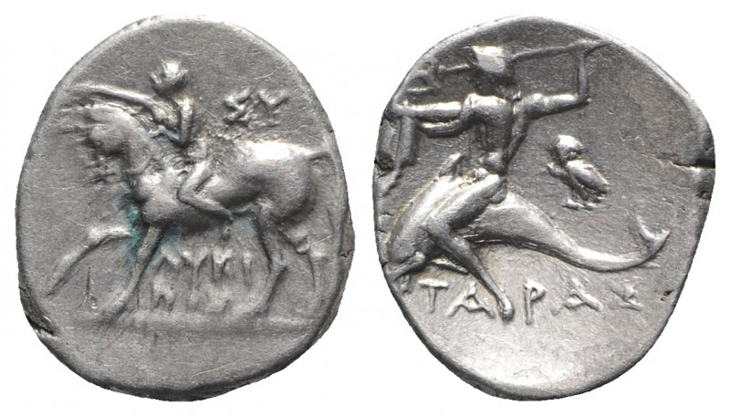 Southern Apulia, Tarentum, c. 272-240 BC. AR Nomos (20mm, 6.55g, 6h). Nude youth...