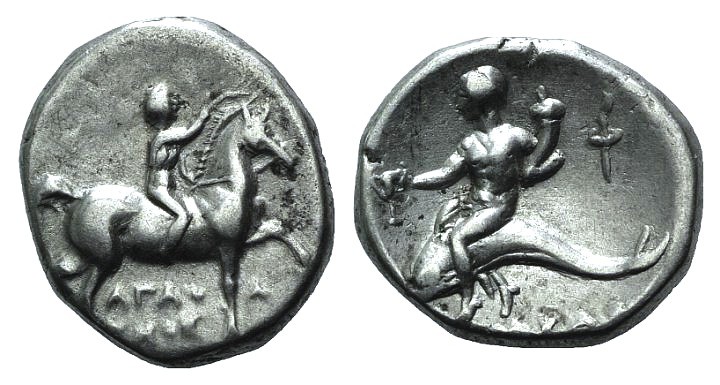 Southern Apulia, Tarentum, c. 272-240 BC. AR Nomos (20mm, 6.33g, 9h). Youth on h...