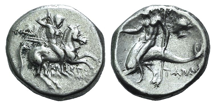 Southern Apulia, Tarentum, c. 272-240 BC. AR Nomos (18mm, 6.44g, 12h). Aristokle...