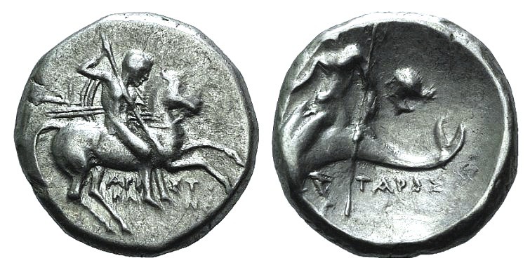 Southern Apulia, Tarentum, c. 272-240 BC. AR Nomos (19.5mm, 6.36g, 11h). Aristok...