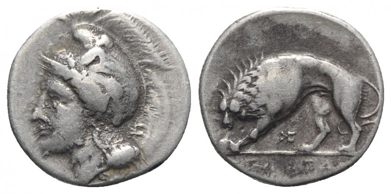 Northern Lucania, Velia, c. 334-300 BC. AR Didrachm (20mm, 7.39g, 6h). Helmeted ...