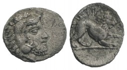 Southern Lucania, Herakleia, c. 432-420 BC. AR Diobol (11mm, 1.04g, 3h). Head of Herakles r., wearing lion skin. R/ Lion r. Van Keuren 25; HNItaly 135...