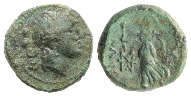 Bruttium, Petelia, late 3rd century BC. Æ Sextans (13mm, 2.67g, 11h). Laureate h...