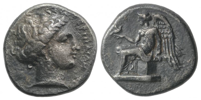 Bruttium, Terina, c. 420-400 BC. AR Stater (20mm, 7.31g, 1h). Head of the nymph ...