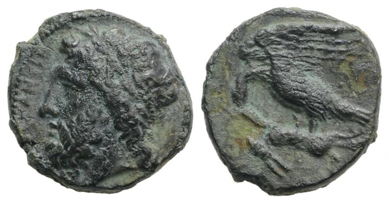 Sicily, Akragas, c. 338-317/287 BC. Æ (15mm, 3.65g, 6h). Laureate head of Zeus l...