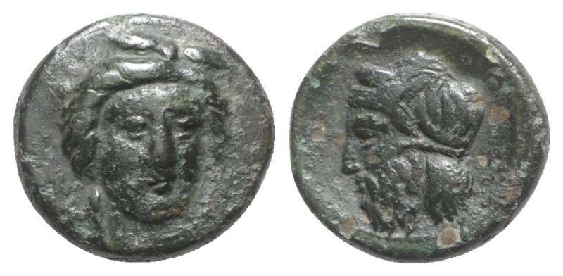 Sicily, Gela, c. 315-310 BC. Æ (13mm, 2.64g, 6h). Wreathed head of Demeter facin...