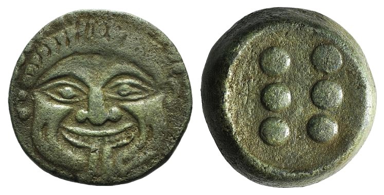 Sicily, Himera, c. 425-409 BC. Æ Hemilitron or Hexonkion (25mm, 20.94g). Gorgone...