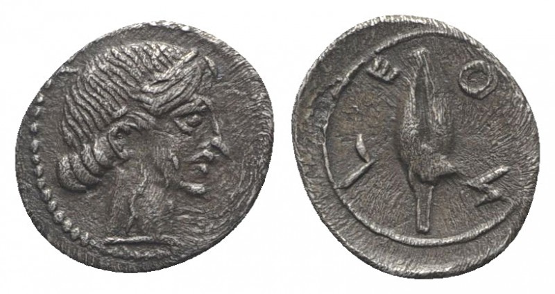 Sicily, Leontinoi, c. 450-440 BC. AR Litra (11mm, 0.47g, 6h). Diademed head of n...