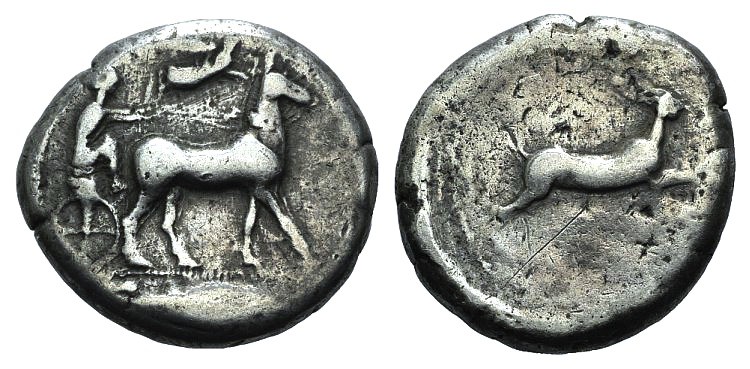 Sicily, Messana, 478-476 BC. AR Tetradrachm (27mm, 16.85g, 1h). Charioteer, hold...