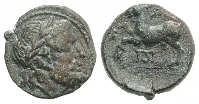 Sicily, Panormos, c. 3rd century BC. Æ (15mm, 3.78g, 9h). Laureate head of Zeus ...